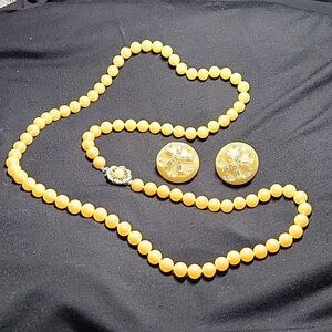 Antique Pearl Earrings & Necklace